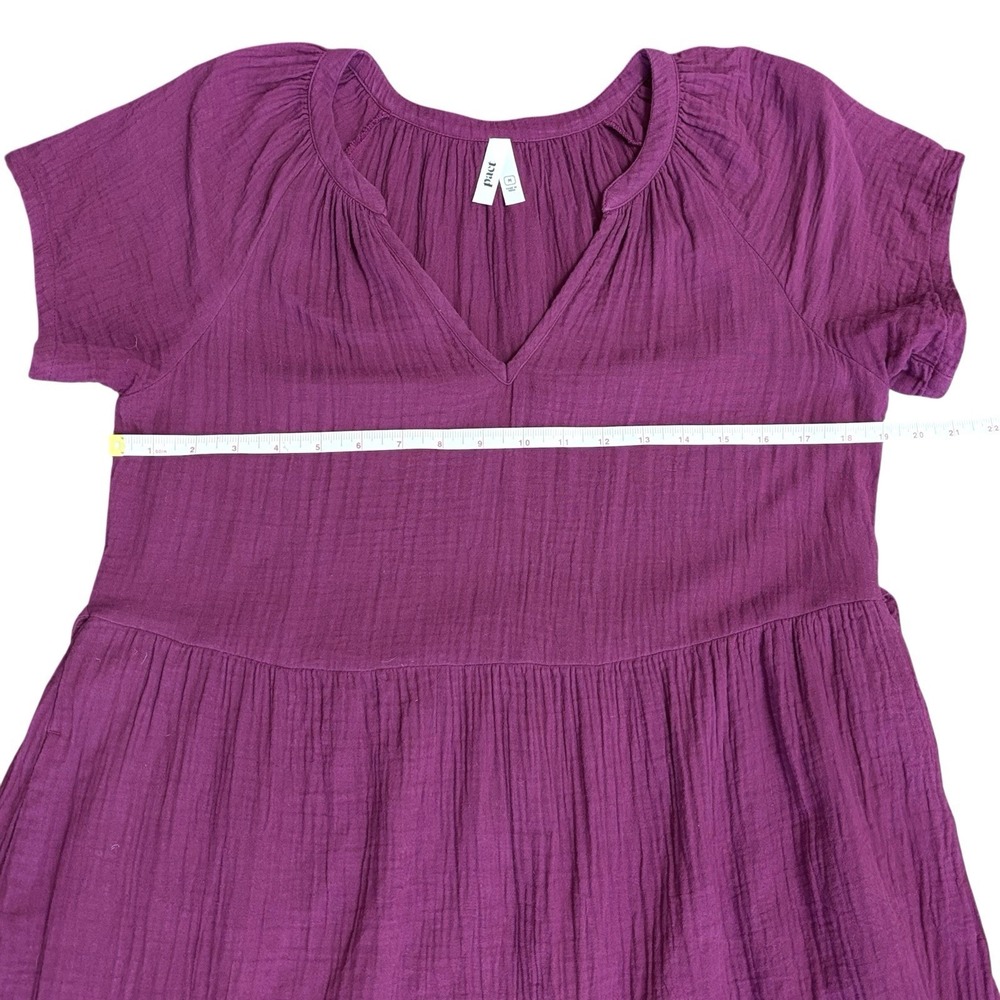 Pact Coastal Double Gauze Breezy Midi Dress Sz M Pockets Sangria Red - Picture 13 of 16